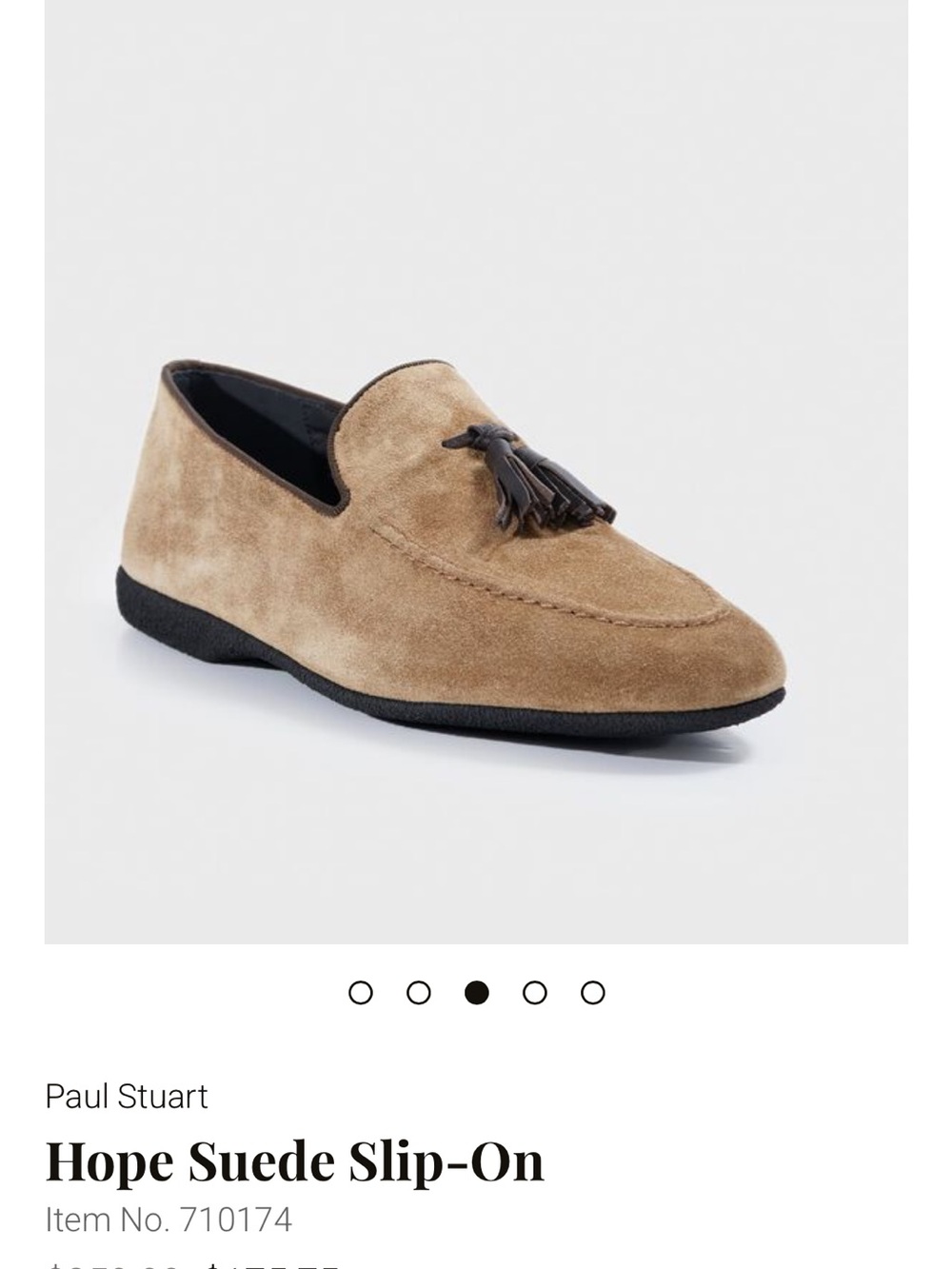 Paul Stuart Hope Suede Tassel Slip-On Loafers - Beige with Black Tassel
